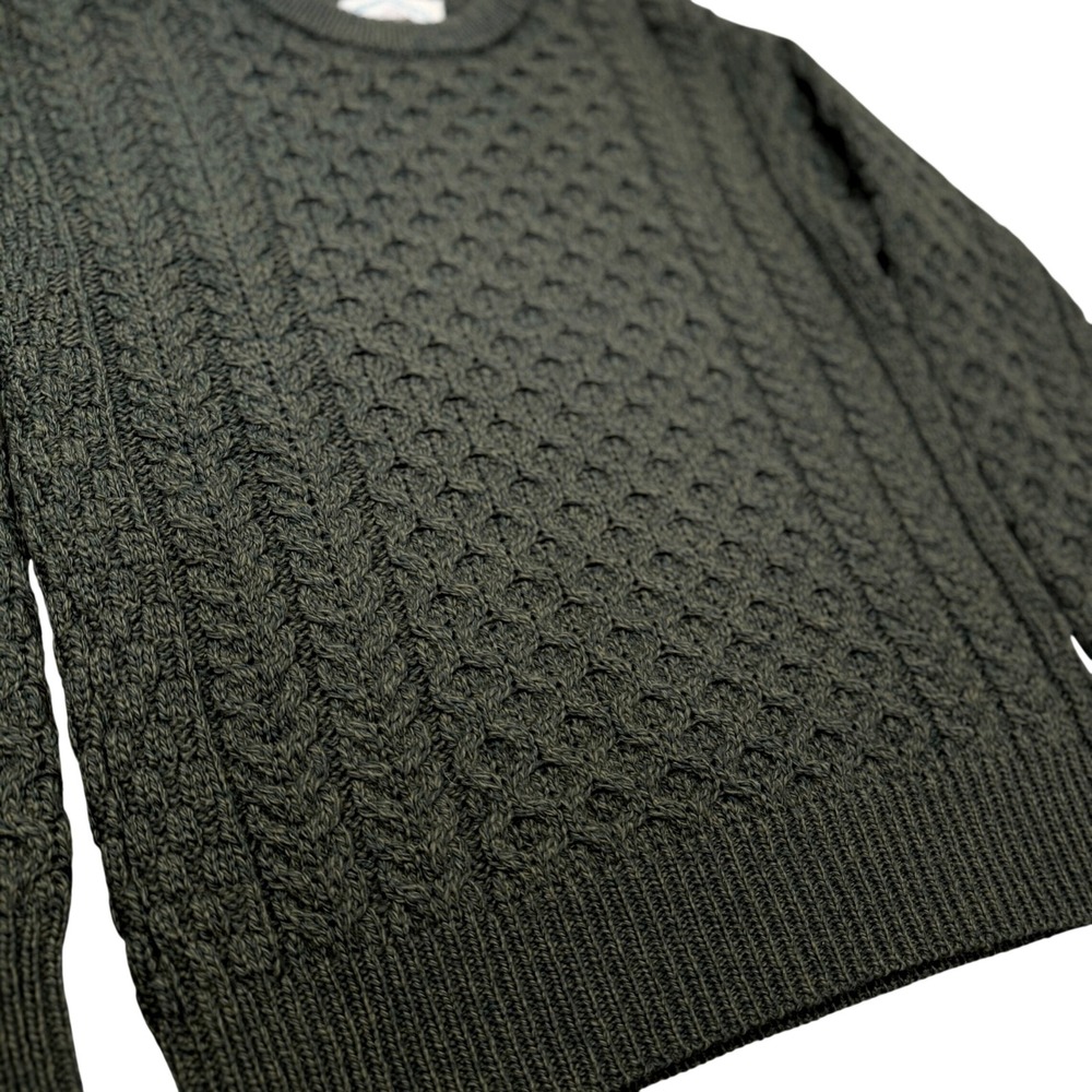 Vintage 90s Aran Crafts Ireland Cable Knit Wool Fisherman Sweater Green Men's S